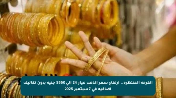 الفرحة المنتظرة.. ارتفاع سعر الذهب عيار 24 إلى 5560 جنيه بدون تكاليف إضافية في 7 سبتمبر 2025